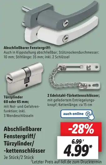 Lidl Abschließbarer Fenstergriff/ Türzylinder/ kettenschlösser Angebot