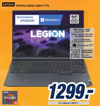 Expert Bening Lenovo Gaming Laptop Legion 5 Pro Angebot