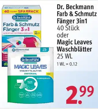 Rossmann Dr. Beckmann Farb & Schmutz Fänger 3in1 40 Stück oder Magic Leaves Waschblätter 25 WL Angebot