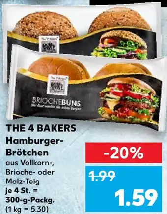 Kaufland THE 4 BAKERS Hamburger-Brötchen 300 g Packg. Angebot