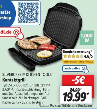 Lidl SILVERCREST KITCHEN TOOLS Kontaktgrill SKG 1000 B2 Angebot