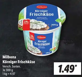 Lidl Milbona Körniger Frischkäse 300 g Angebot