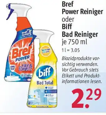 Rossmann Bref Power Reiniger oder Biff Bad Reiniger je 750 ml Angebot