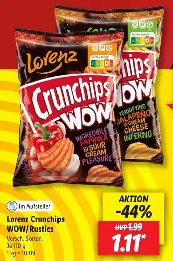 Lidl Lorenz Crunchips WOW/Rustics 110 g Angebot