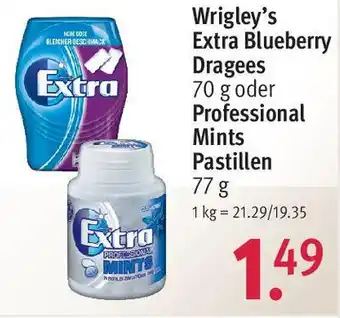 Rossmann Wrigley's Extra Blueberry Dragees 70 g oder Professional Mints Pastillen 77g Angebot