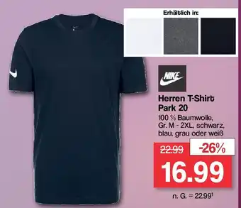 Famila Nord West NIKE Herren T-Shirt Park 20 100% Baumwolle, Gr.M - 2XL, schwarz, blau, grau oder weiß Angebot