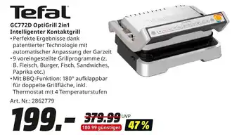 MediaMarkt Tefal GC772D OptiGrill 2in1 Intelligenter Kontaktgrill Angebot