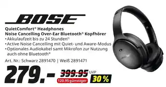 MediaMarkt BOSE QuietComfort Headphones Noise Cancelling Over-Ear Bluetooth Kopfhörer Angebot