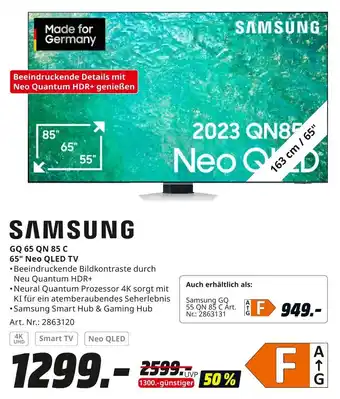 MediaMarkt SAMSUNG 65" Neo QLED TV GQ 65 QN 85 C Angebot