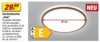 toom Baumarkt Deckenleuchte „Holz" Angebot