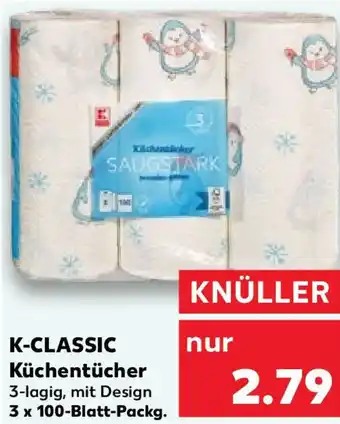 Kaufland K-CLASSIC Küchentücher 3 x 100-Blatt-Packg. Angebot