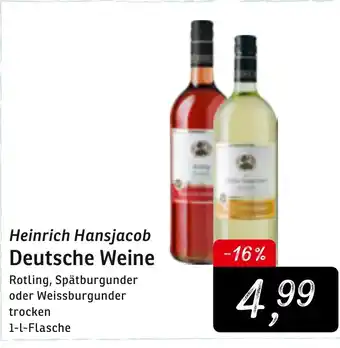 KONSUM Heinrich Hansjacob Deutsche Weine 1L Angebot