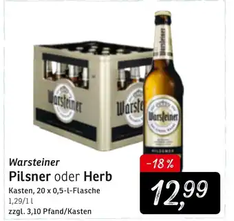 KONSUM Warsteiner Pilsener oder Herb 20x0,5L Angebot