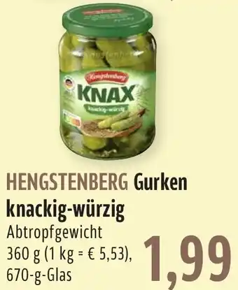 BUNGERT HENGSTENBERG Gurken knackig-würzig 670 g Glas Angebot