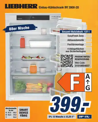 Expert Bening Liebherr Einbau Kühlschrank IRf 3900-20 Angebot