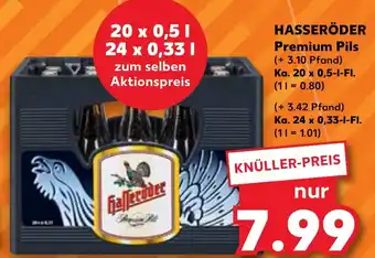 Kaufland HASSERÖDER Premium Pils Ka. 20 x 0,5-L-FI./Ka. 24x0,33 L-Fl. Angebot