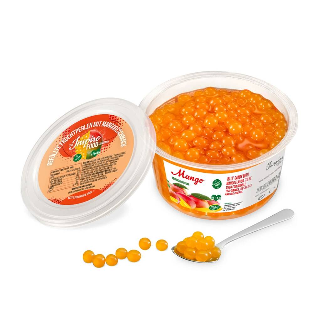 Bubble tea bubbles mango fruit pearls im becher 450 g inhalt 2