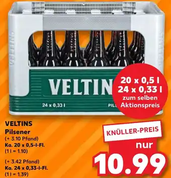 Kaufland VELTINS Pilsener Ka. 20 x 0,5-I-FI./Ka. 24x0,33 L-Fl. Angebot