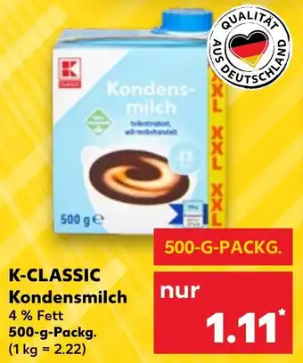 Kaufland K-CLASSIC Kondensmilch 500 g Packg. Angebot