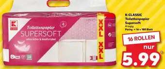 Kaufland K-CLASSIC Toilettenpapier Supersoft 16x180 Blatt Angebot