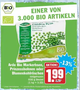 HIT Ullrich Ardo Bio Markerbsen, Prinzessbohnen oder Blumenkohlröschen 600g Beutel Angebot