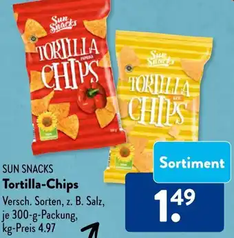 Aldi Süd SUN SNACKS Tortilla-Chips 300 g Packung Angebot