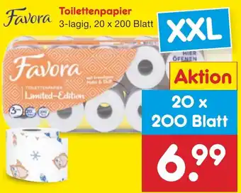 Netto Marken-Discount Favora Toilettenpapier 3-lagig, 20 x 200 Blatt Angebot