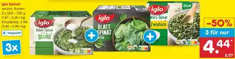 Netto Marken-Discount iglo Spinat 3 x 500 - 750 g Angebot