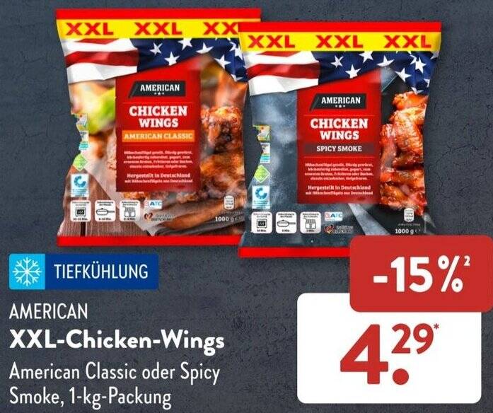 AMERICAN CLASSIC XXLChicken Wings 1 kg Packung Angebot bei Aldi Süd