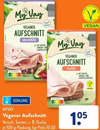 Aldi Süd MYVAY Veganer Aufschnitt 100 g Packung Angebot