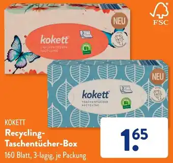 Aldi Süd KOKETT Recycling Taschentücher-Box 160 Blatt Angebot