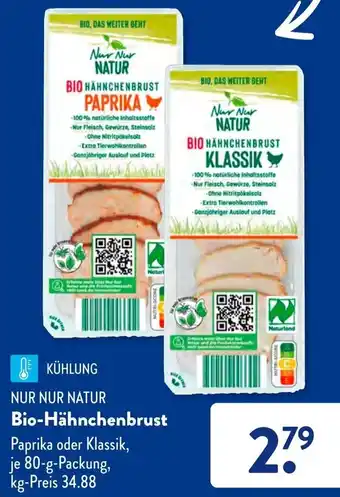 Aldi Süd NUR NUR NATUR Bio-Hähnchenbrust 80 g Packung Angebot