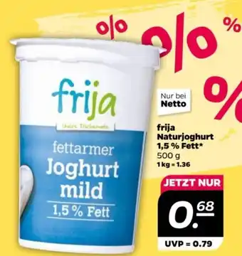 NETTO frija Naturjoghurt 1,5 % Fett 500 g Angebot