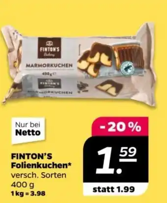 NETTO FINTON'S Folienkuchen versch. Sorten 400 g Angebot