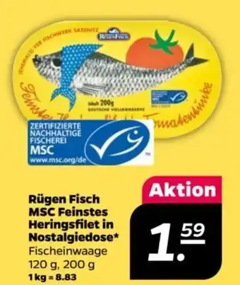 NETTO Rügen Fisch MSC Feinstes Heringsfilet in Nostalgiedose Fischeinwaage 120 g, 200 g Angebot