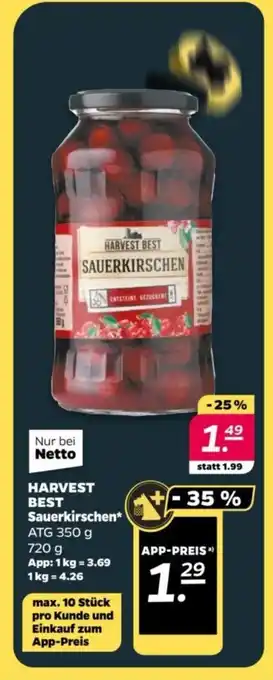 NETTO HARVEST BEST Sauerkirschen ATG 350 g 720 g Angebot