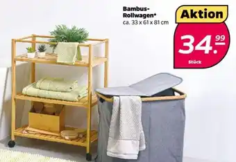 NETTO Bambus-Rollwagen ca. 33 x 61 x 81 cm Angebot