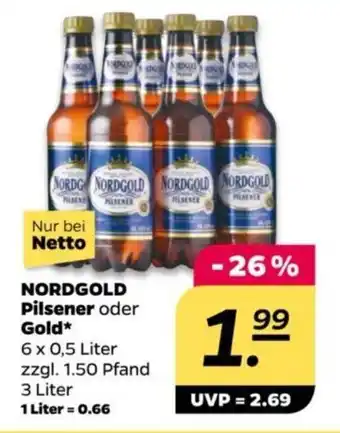 NETTO NORDGOLD Pilsener oder Gold 6 x 0,5 Liter Angebot