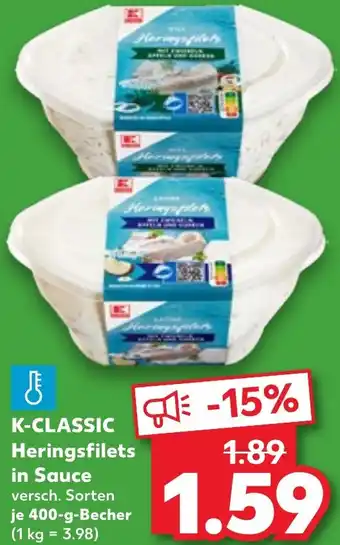 Kaufland K-CLASSIC Heringsfilets in Sauce 400 g Becher Angebot