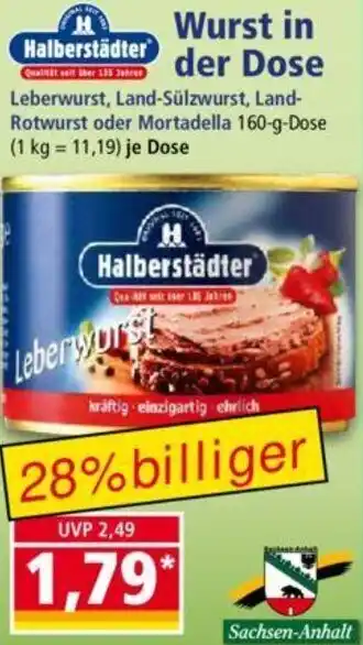 Norma Halberstädter Wurst in der Dose 160 g Dose Angebot