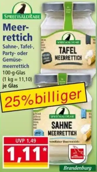 Norma SPREEWALDRABE Meerrettich 100 g Glas Angebot