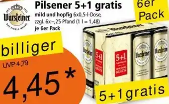 Norma Warsteiner Pilsener 5+1 gratis 6x0,5 L Dose Angebot