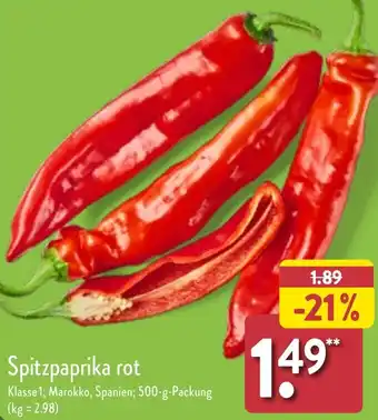 Aldi Nord Spitzpaprika rot 500 g Packung Angebot