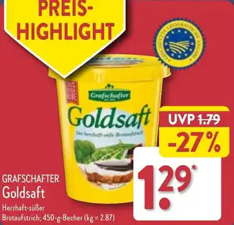 Aldi Nord GRAFSCHAFTER Goldsaft 450 g Becher Angebot