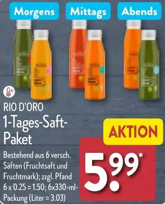 Aldi Nord RIO D'ORO 1-Tages Saft Paket 6x330 ml Packung Angebot