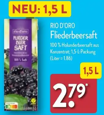 Aldi Nord RIO D'ORO Fliederbeersaft 1,5 L Packung Angebot