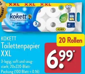 Aldi Nord KOKETT Toilettenpapier XXL 20 Rollen Angebot