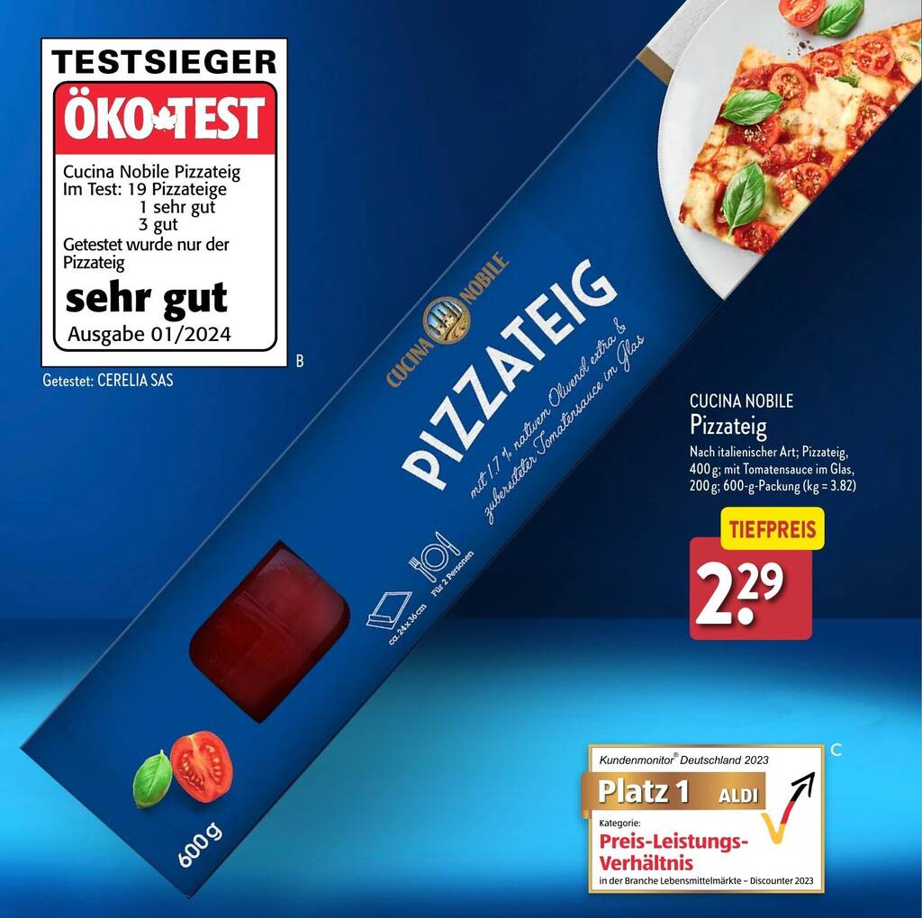 CUCINA NOBILE Pizzateig 600 g Packung Angebot bei Aldi Nord