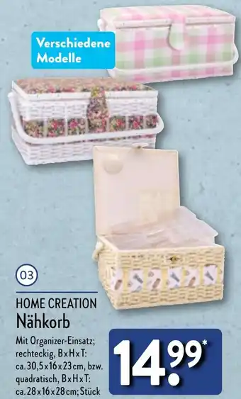 Aldi Nord HOME CREATION Nähkorb Angebot