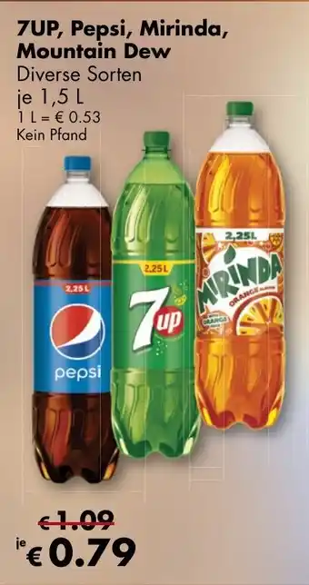 Travel Free 7UP, Pepsi, Mirinda, oder Mountain Dew 1,5L Angebot